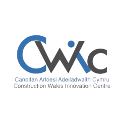 cwic-1-250×250 Construction Wales Innovation Centre (CWIC) logo featuring large interlocking 'C', 'W', 'I', and 'C' initials in blue and grey, with the full name written below in both Welsh and English.